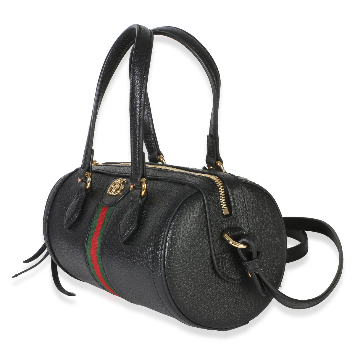 Gucci Black Grained Calfskin Small GG Ophidia Boston Bag Handbag 2