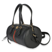 Gucci Black Grained Calfskin Small GG Ophidia Boston Bag Handbag 2