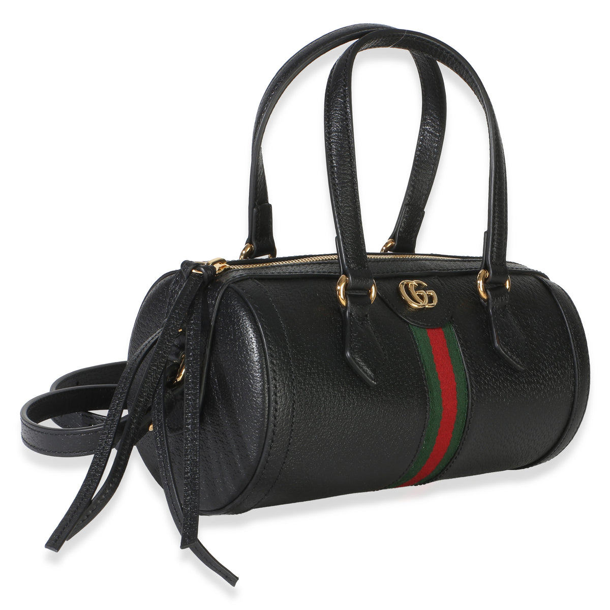 Gucci Black Grained Calfskin Small GG Ophidia Boston Bag Handbag 3