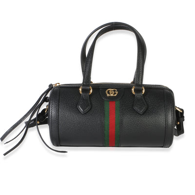 Gucci Black Grained Calfskin Small GG Ophidia Boston Bag Handbag id