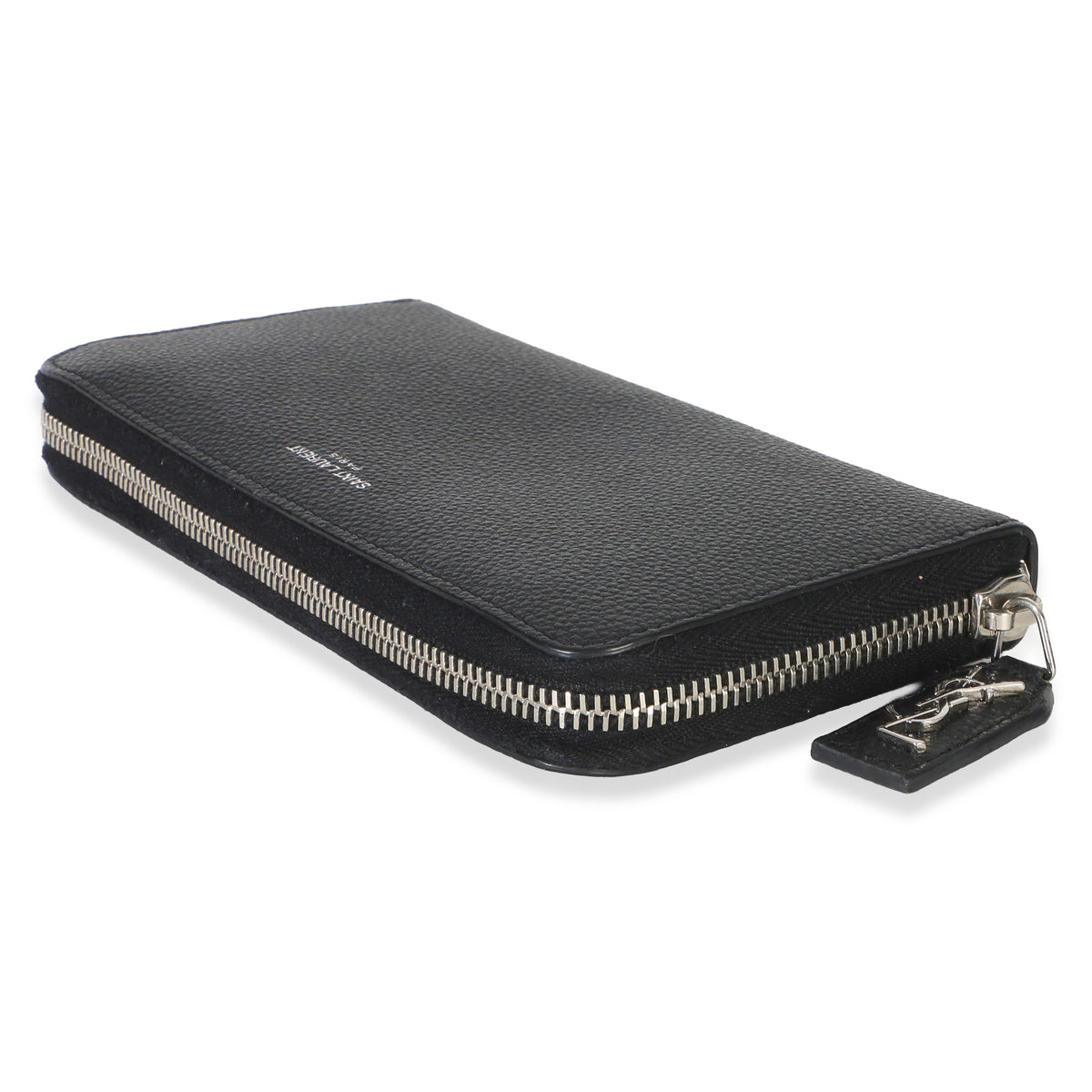 Saint Laurent Black Grain De Poudre Zip Around Travel Wallet Wallet 6