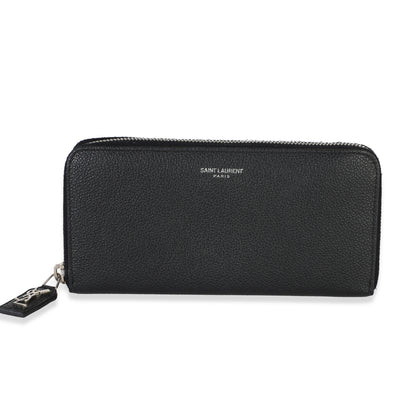 Saint Laurent Black Grain De Poudre Zip Around Travel Wallet Wallet id