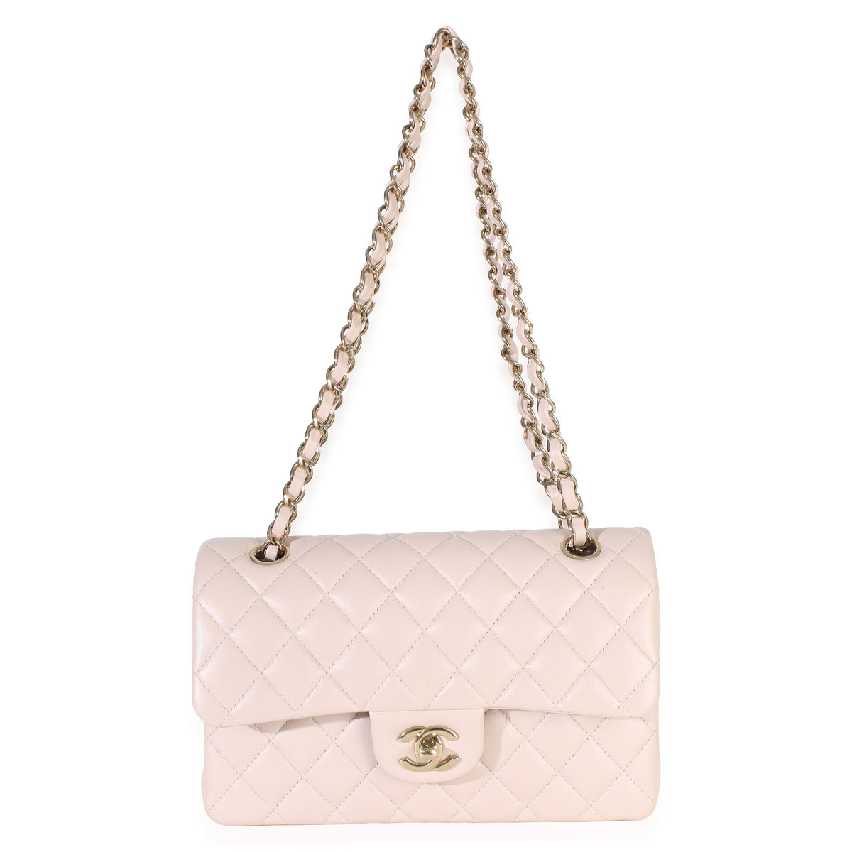 Chanel Light Pink Quilted Lambskin Small Classic Double Flap Bag Handbag 8