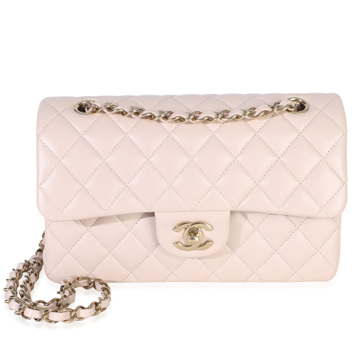 Chanel Light Pink Quilted Lambskin Small Classic Double Flap Bag Handbag id