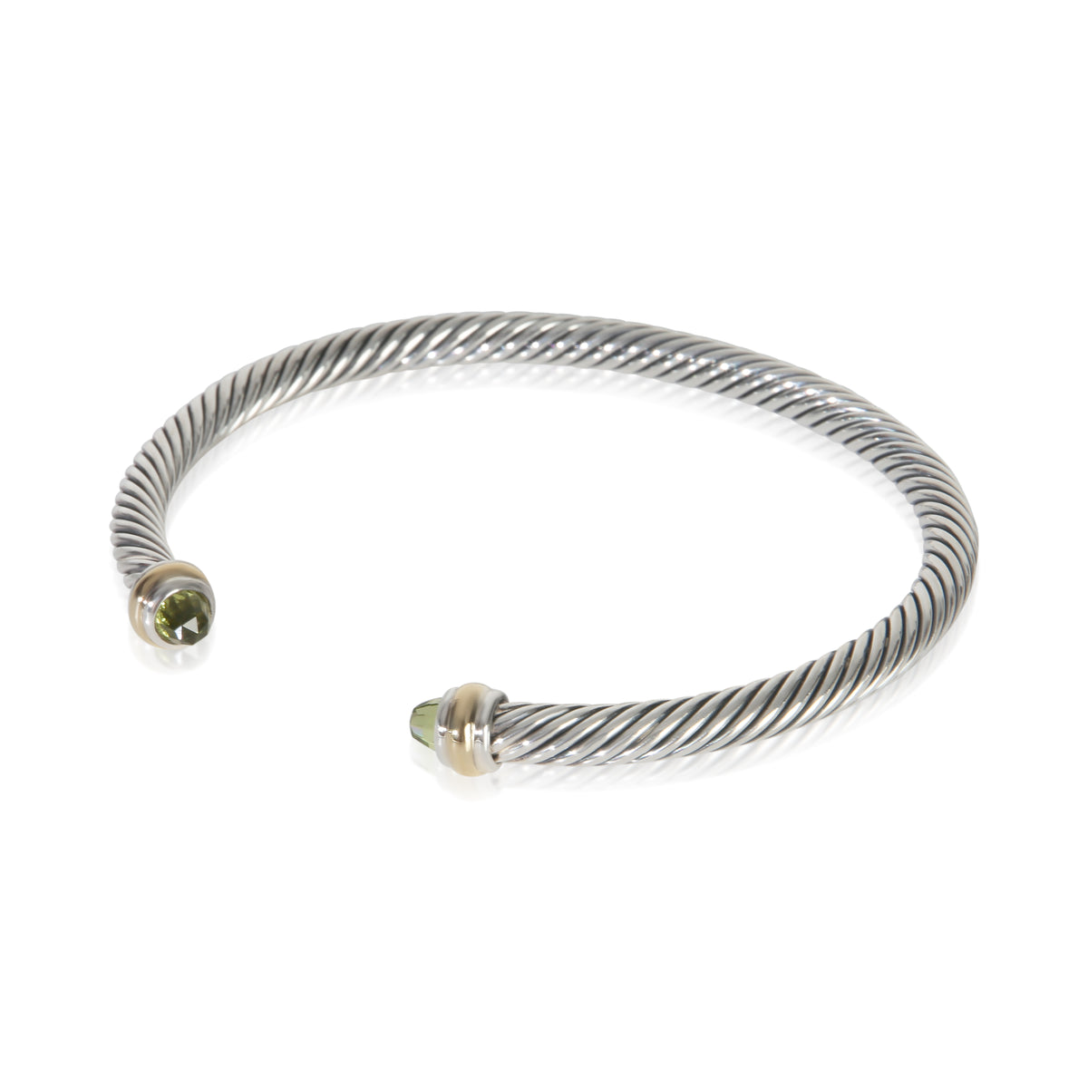David Yurman Yellow Gold & Sterling Silver Peridot Cable Classic Bracelet 2