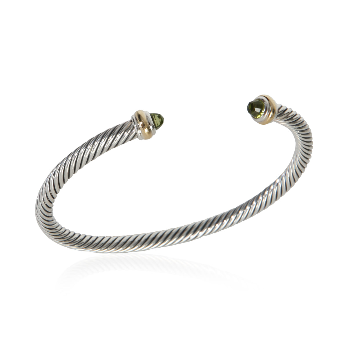 David Yurman Yellow Gold & Sterling Silver Peridot Cable Classic Bracelet 4
