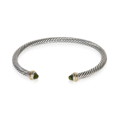 David Yurman Yellow Gold & Sterling Silver Peridot Cable Classic Bracelet fv