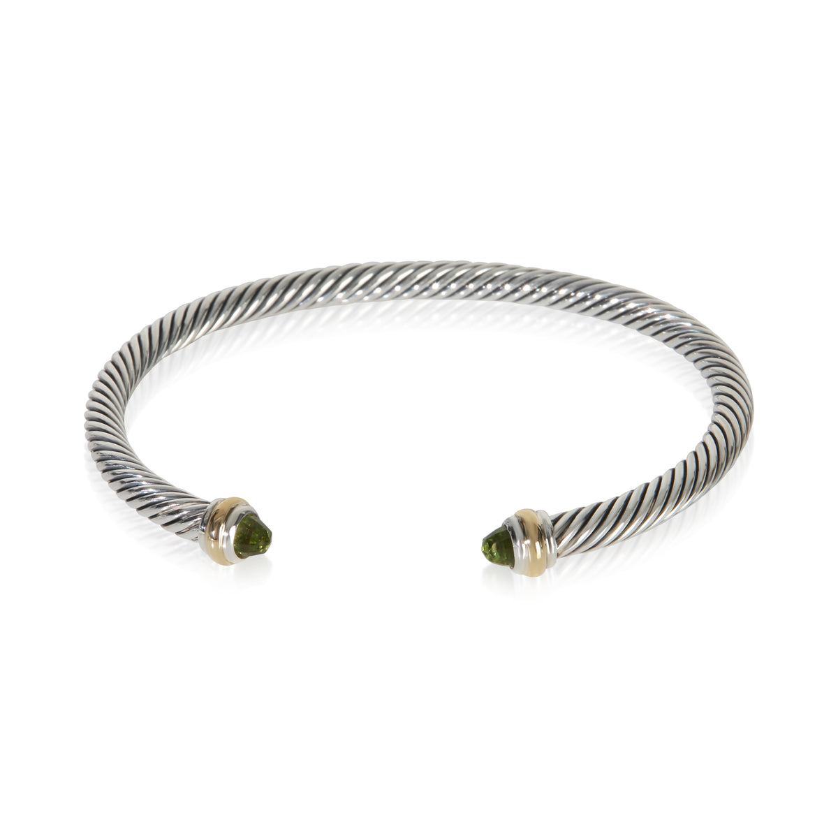 David Yurman Yellow Gold & Sterling Silver Peridot Cable Classic Bracelet fv