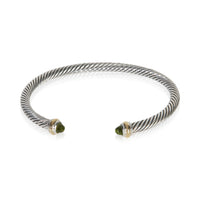 David Yurman Yellow Gold & Sterling Silver Peridot Cable Classic Bracelet fv