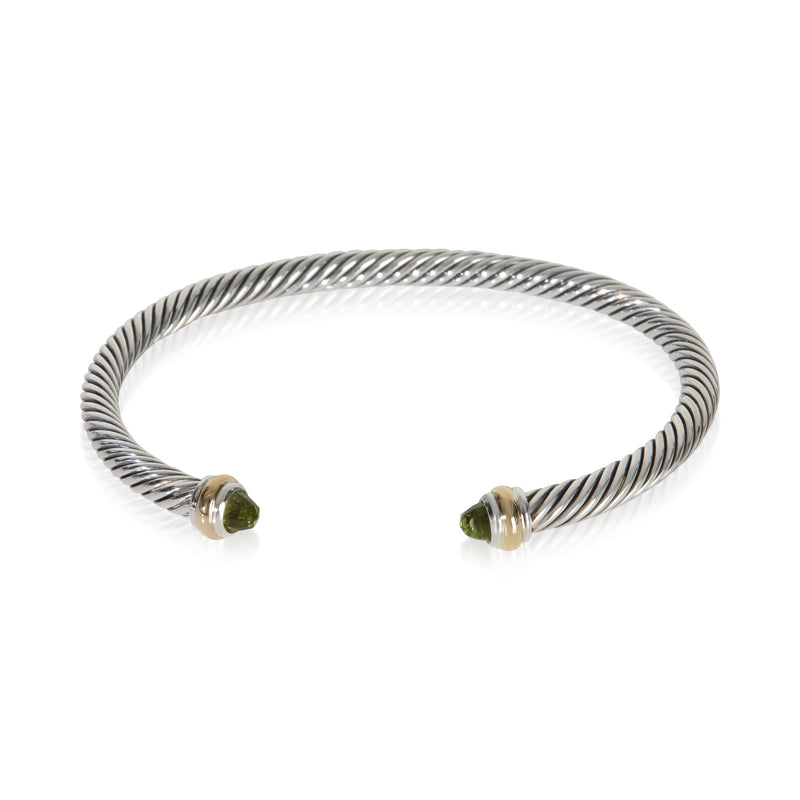 David Yurman Yellow Gold & Sterling Silver Peridot Cable Classic Bracelet fv