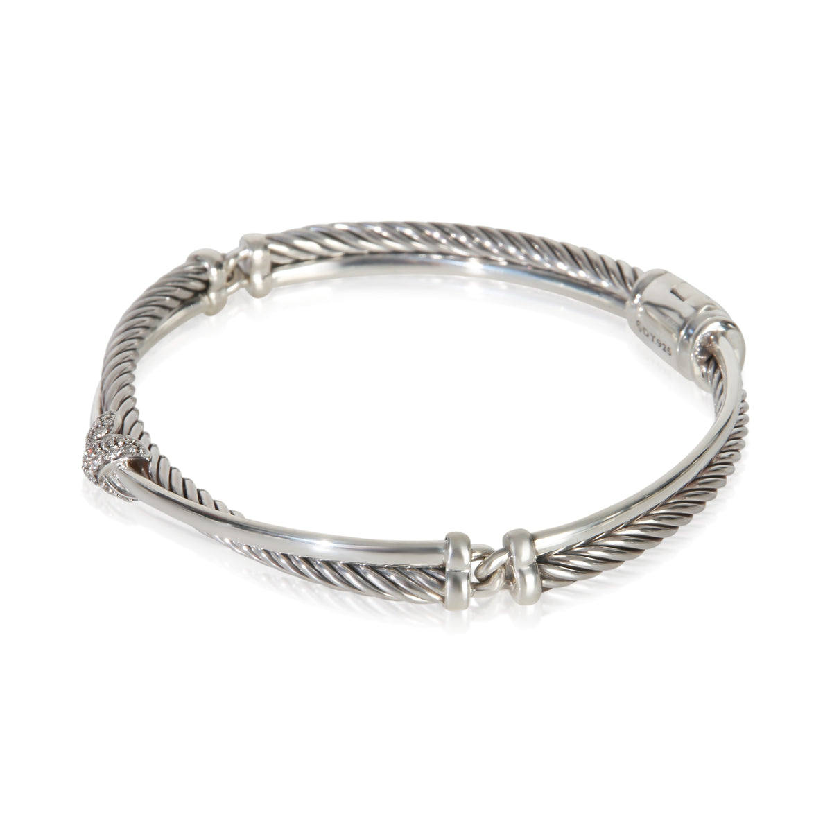 David Yurman Sterling Silver Diamond Crossover X Bracelet 2