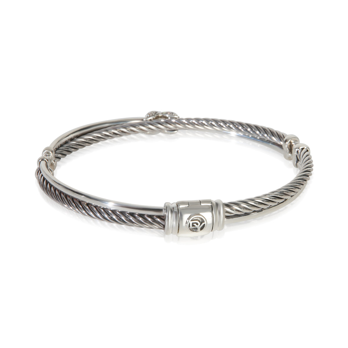 David Yurman Sterling Silver Diamond Crossover X Bracelet 3