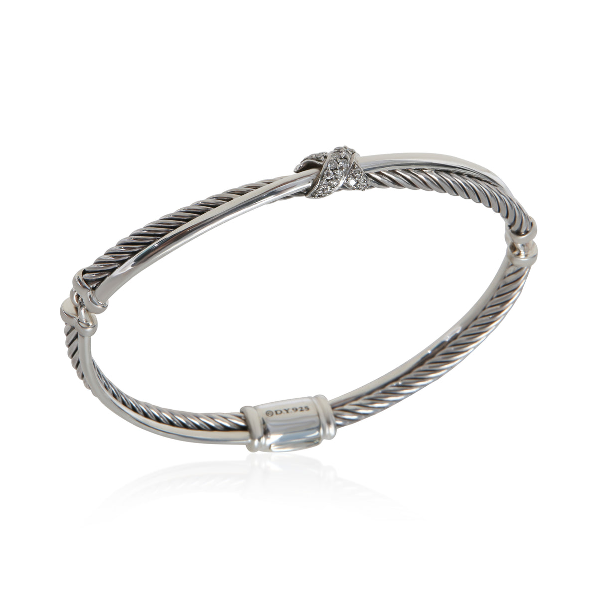 David Yurman Sterling Silver Diamond Crossover X Bracelet 4