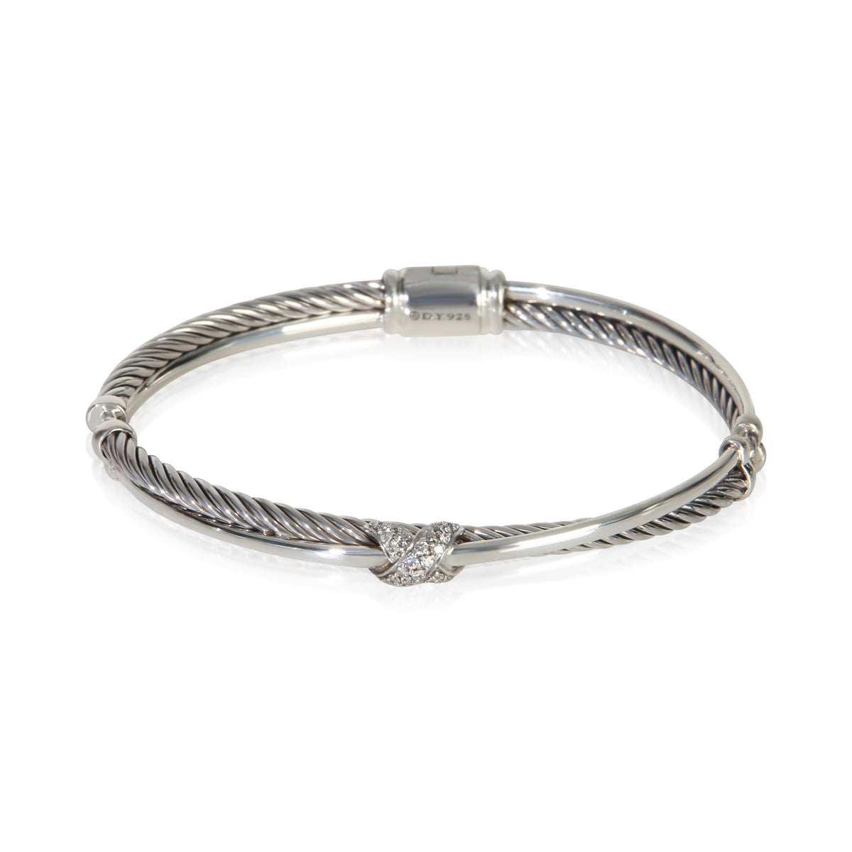 David Yurman Sterling Silver Diamond Crossover X Bracelet fv