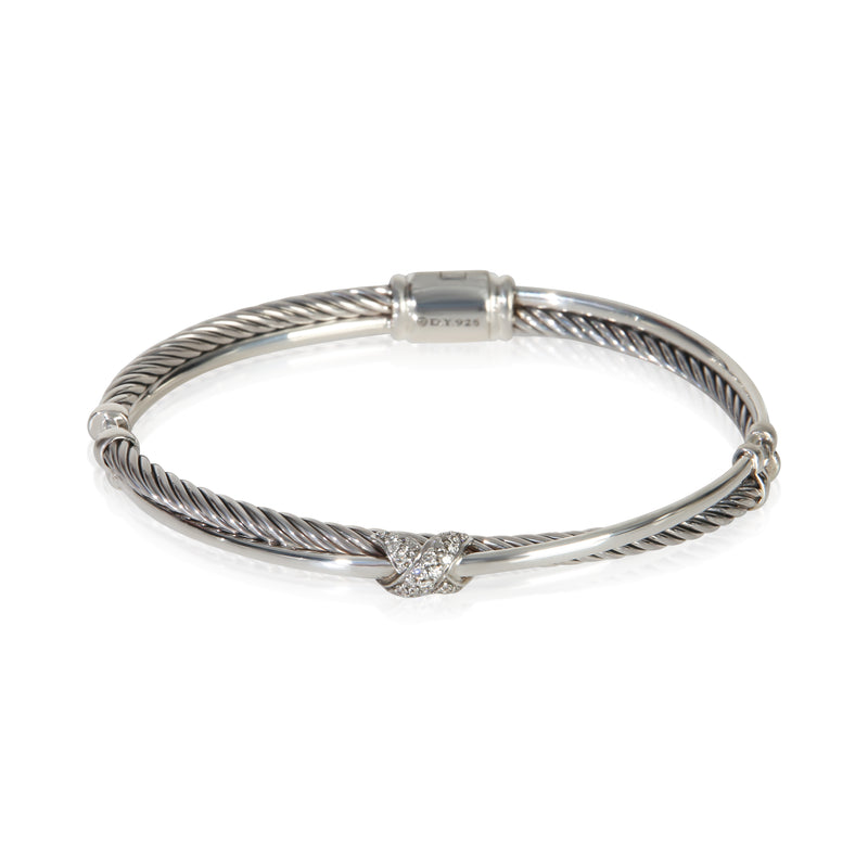 David Yurman Sterling Silver Diamond Crossover X Bracelet fv