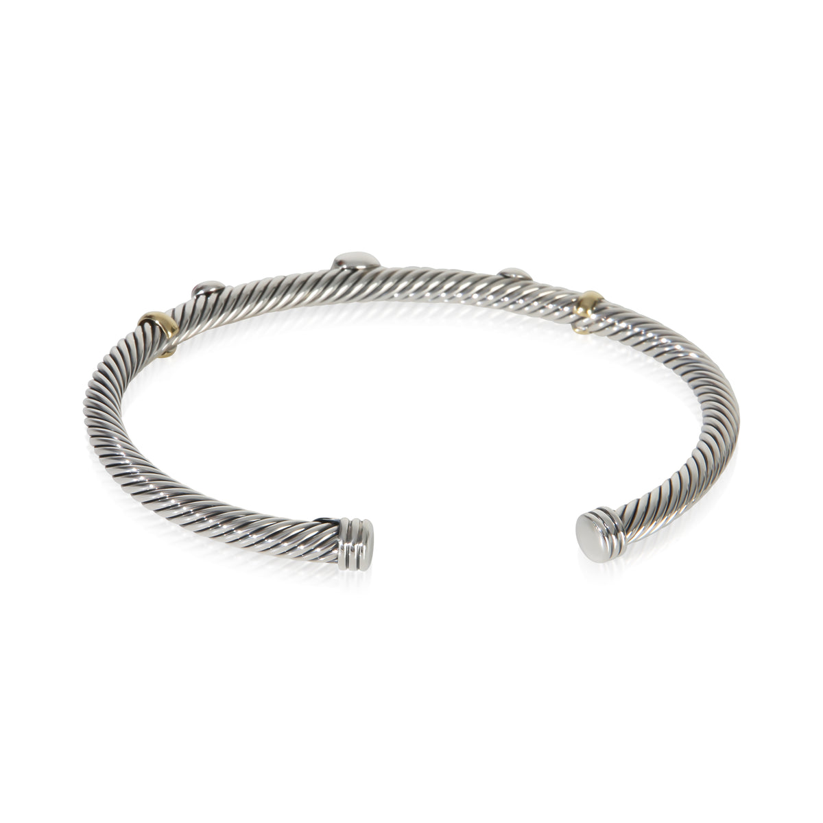 David Yurman Yellow Gold & Sterling Silver Onyx and Garnet Renaissance Bracelet 3