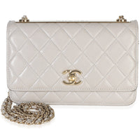 Chanel Light Grey Quilted Lambskin Trendy CC Wallet On Chain Handbag 2