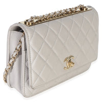 Chanel Light Grey Quilted Lambskin Trendy CC Wallet On Chain Handbag 5
