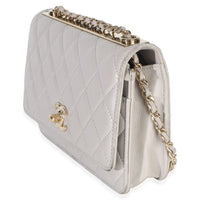 Chanel Light Grey Quilted Lambskin Trendy CC Wallet On Chain Handbag 6