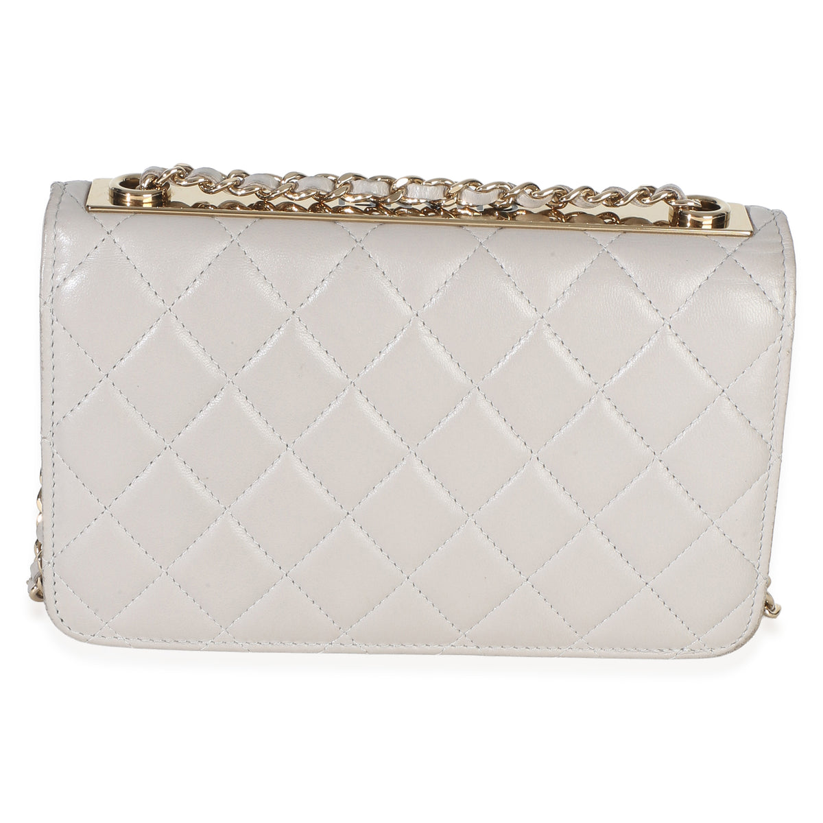 Chanel Light Grey Quilted Lambskin Trendy CC Wallet On Chain Handbag 7