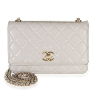 Chanel Light Grey Quilted Lambskin Trendy CC Wallet On Chain Handbag id