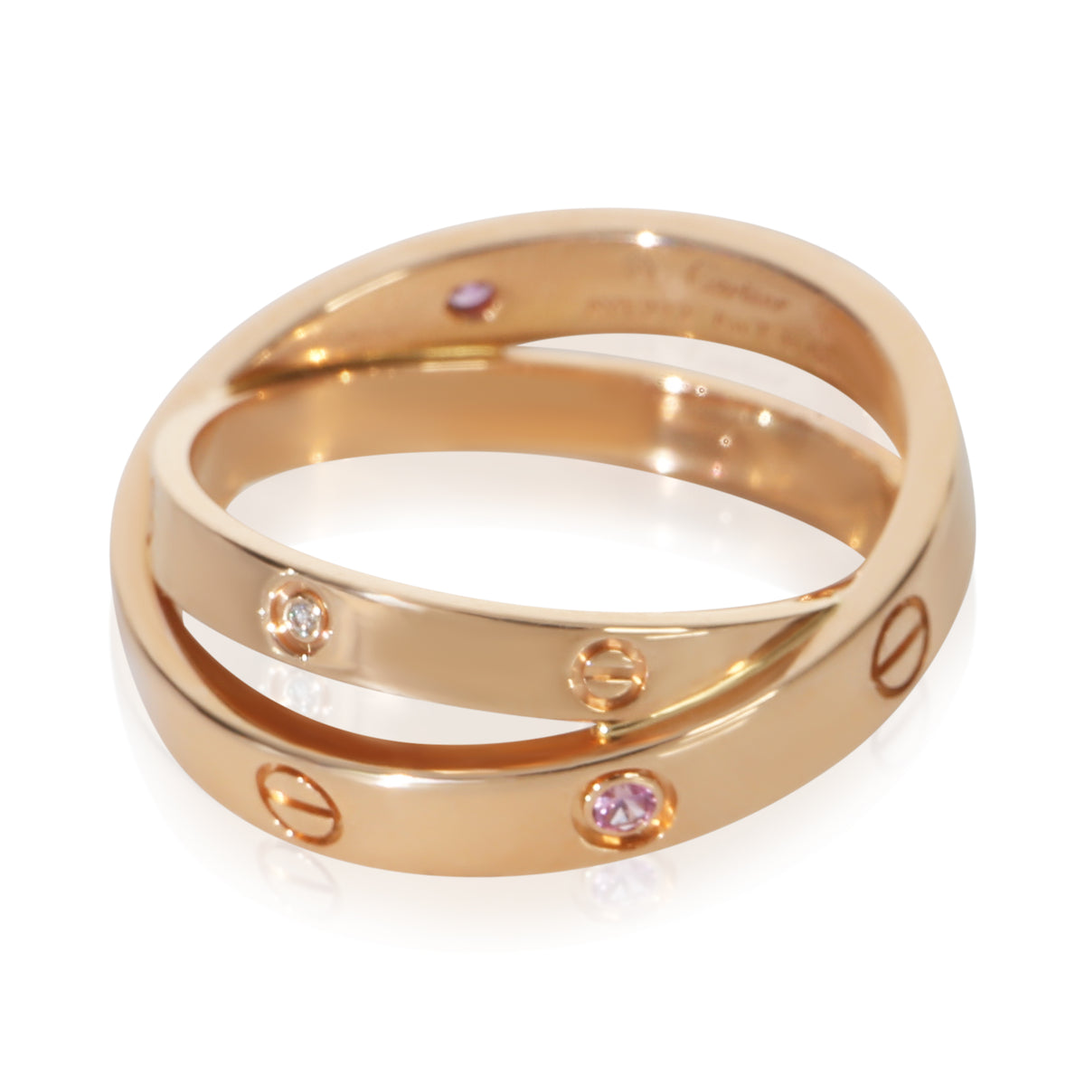 Cartier Rose Gold Sapphire and Diamond Double Love Ring 2