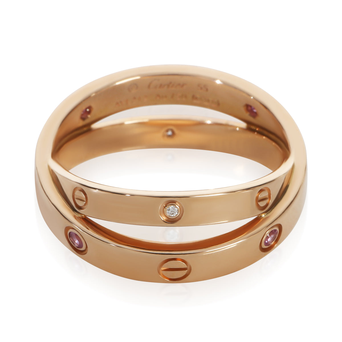 Cartier Rose Gold Sapphire and Diamond Double Love Ring 3