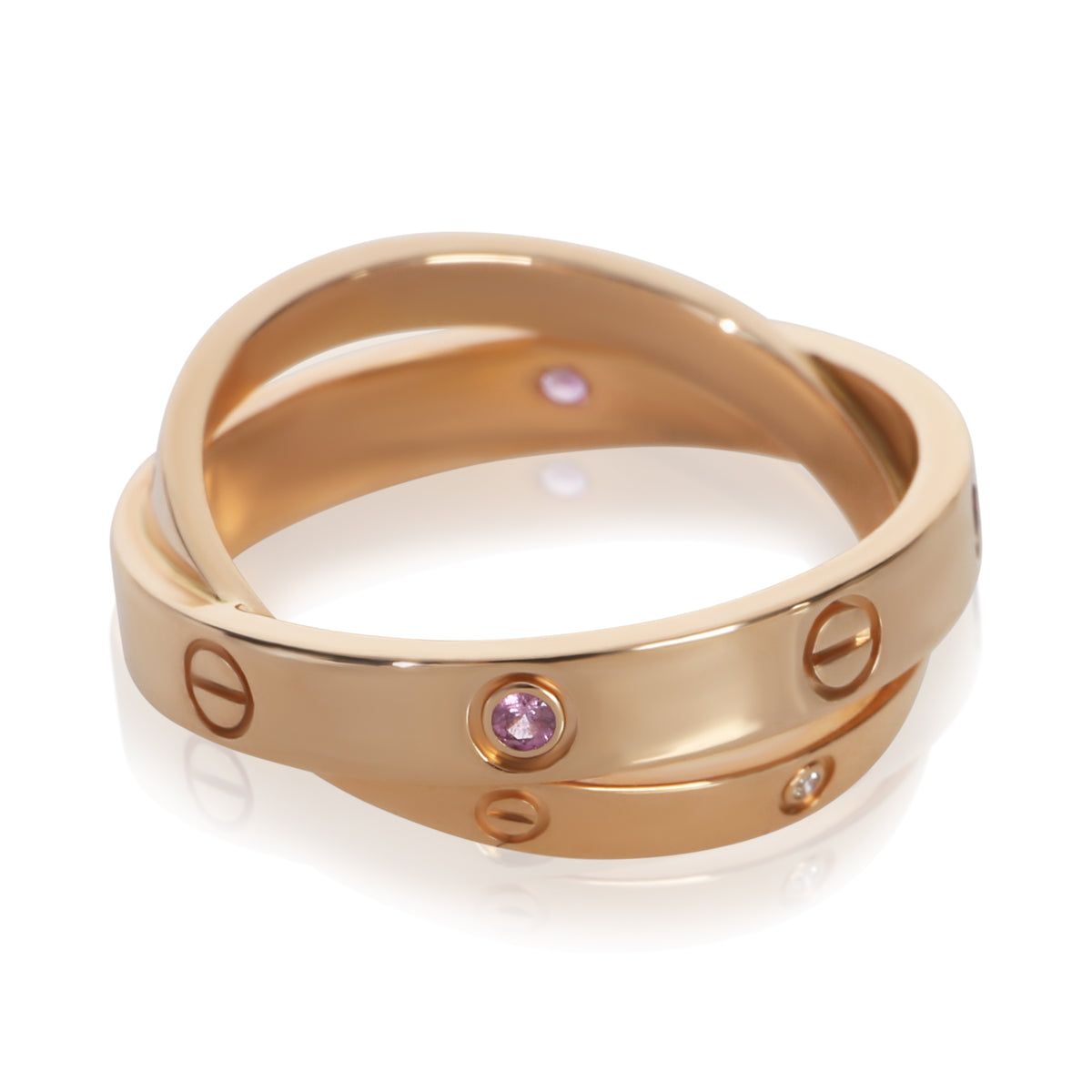 Cartier Rose Gold Sapphire and Diamond Double Love Ring 4