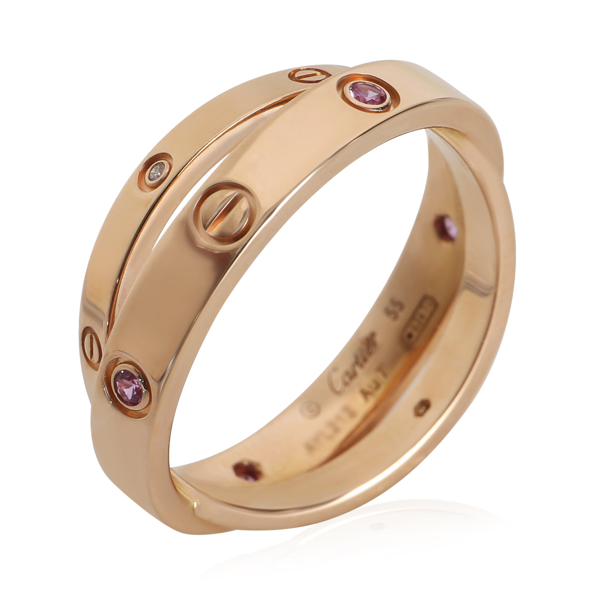 Cartier Rose Gold Sapphire and Diamond Double Love Ring 5