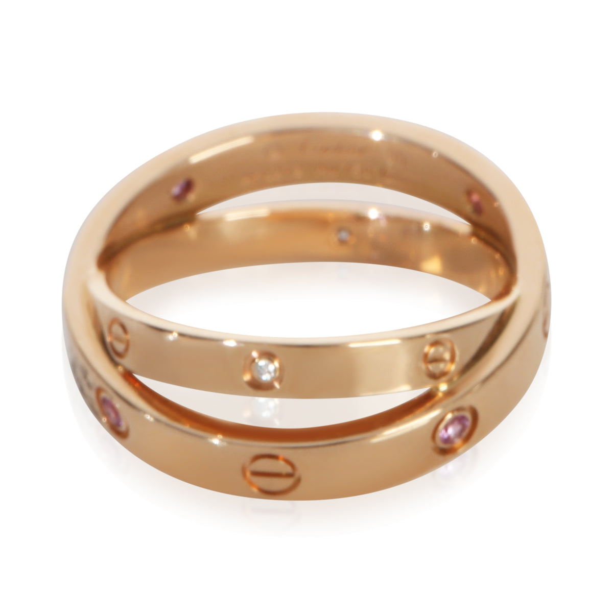 Cartier Rose Gold Sapphire and Diamond Double Love Ring fv