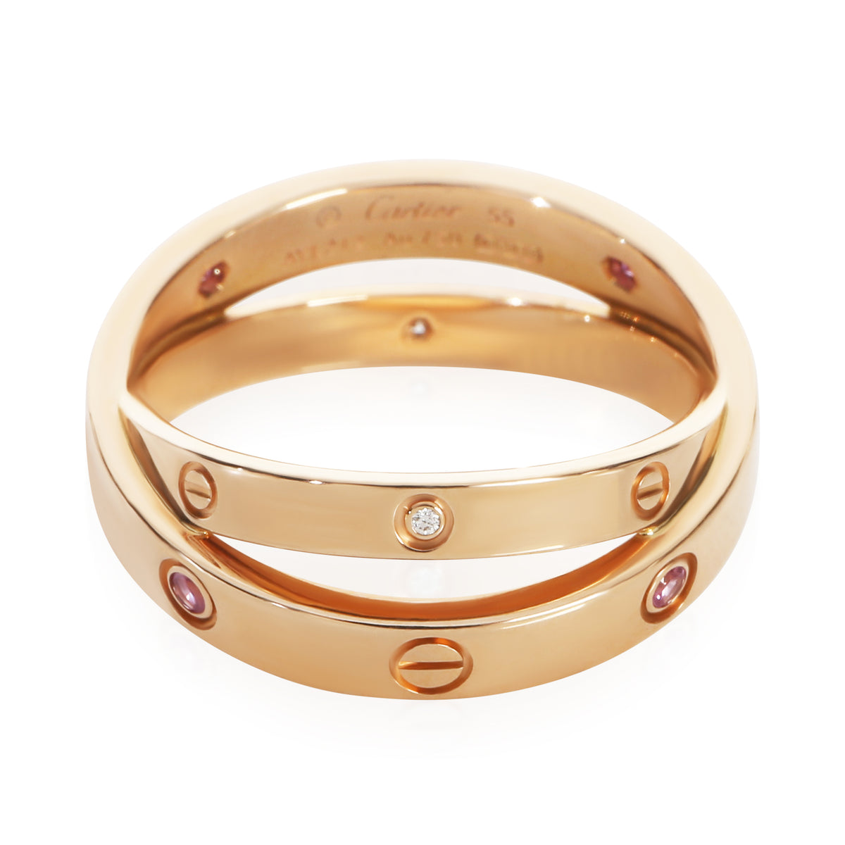 Cartier Rose Gold Sapphire and Diamond Double Love Ring fv