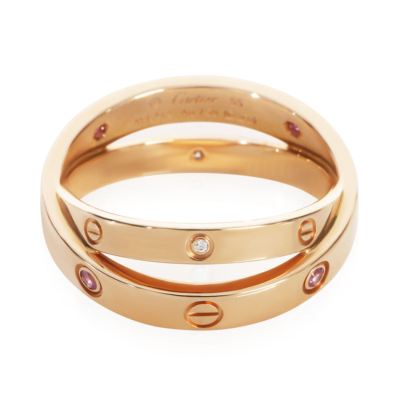 Cartier Rose Gold Sapphire and Diamond Double Love Ring fv