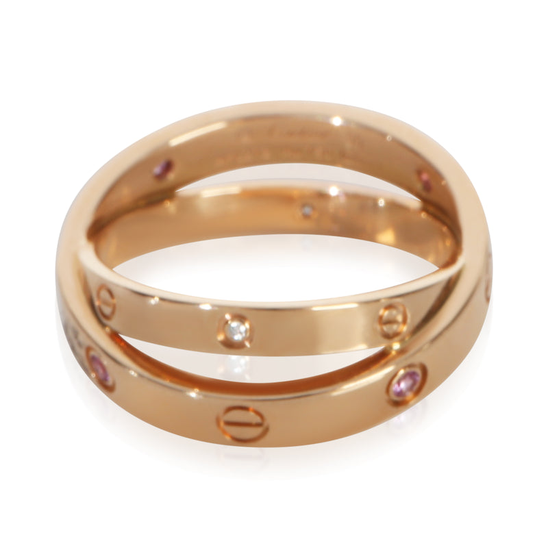 Cartier Rose Gold Sapphire and Diamond Double Love Ring fv