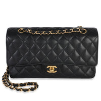 Chanel Black Quilted Caviar Medium Classic Double Flap Bag Handbag id