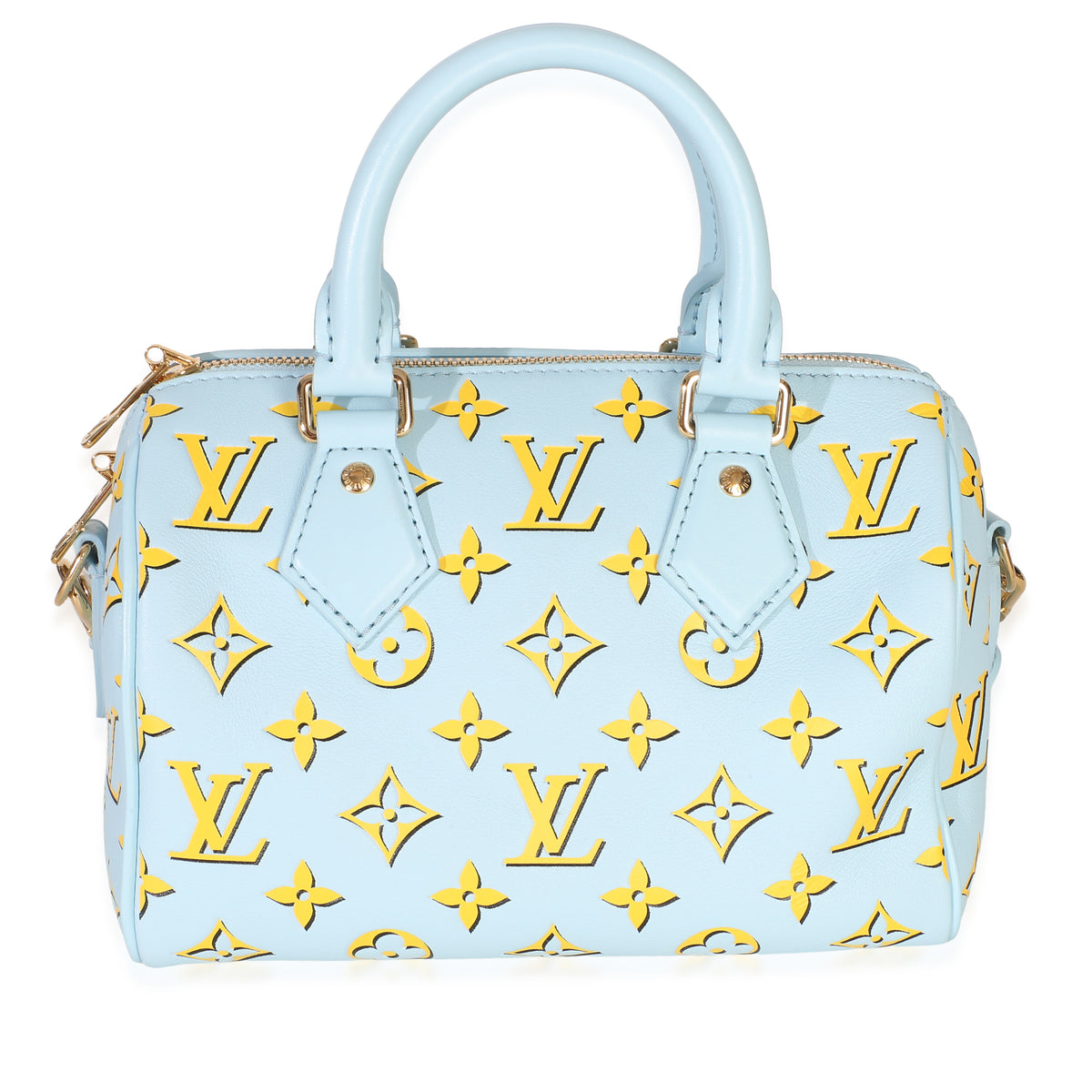 Louis Vuitton Blue Yellow Calfskin Empreinte Monogram Speedy Bandouliere 20 Handbag fv