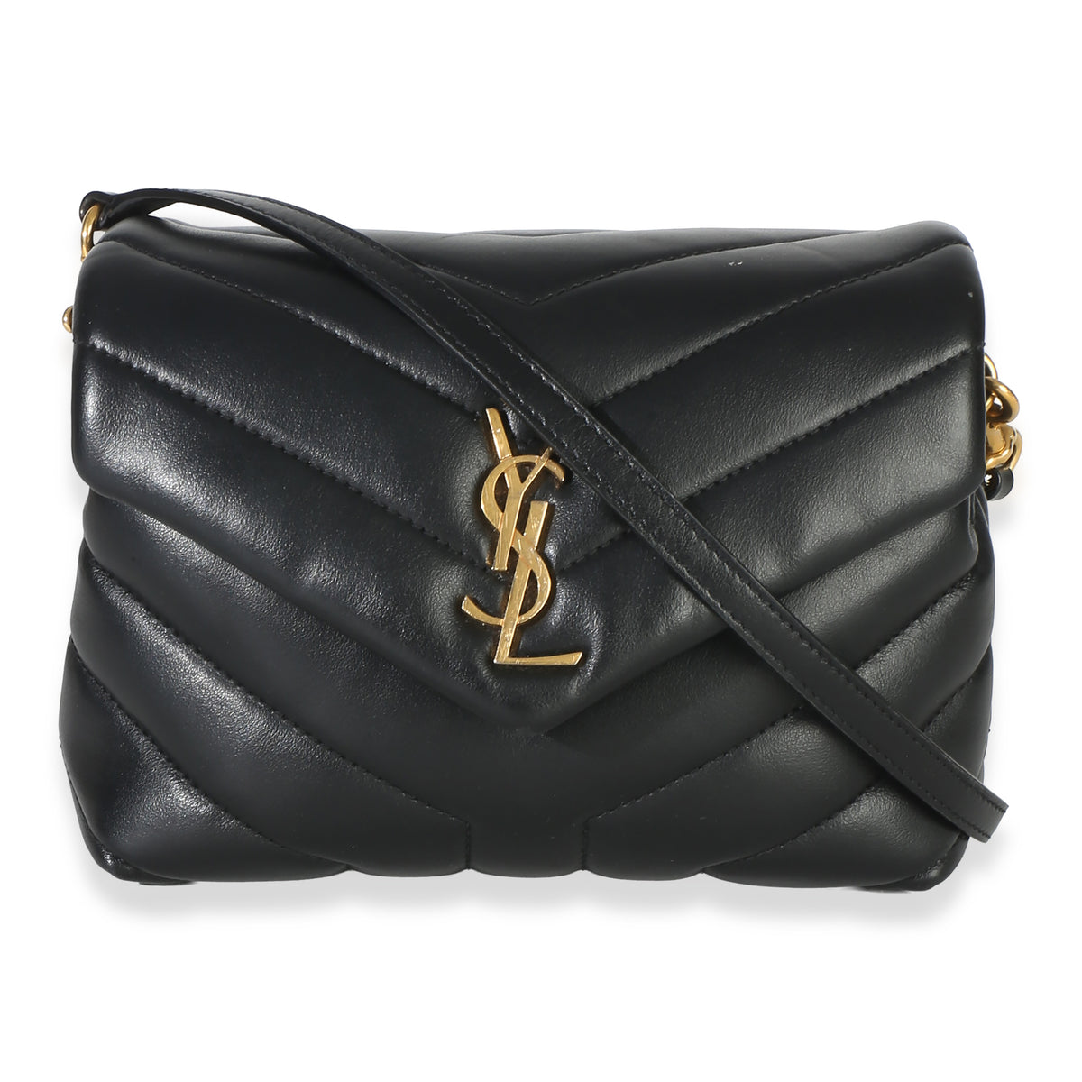 Saint Laurent Black Y Quilted Calfskin Monogram Toy Loulou Crossbody Handbag id