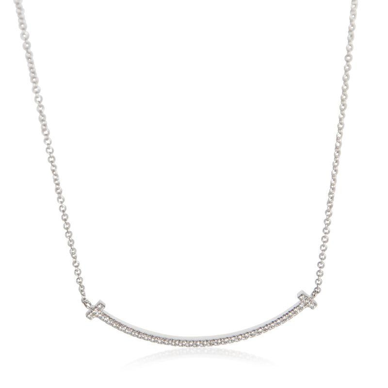 Tiffany & Co. White Gold Diamond Small Model Tiffany T Smile Necklace fv