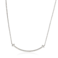 Tiffany & Co. White Gold Diamond Small Model Tiffany T Smile Necklace 3