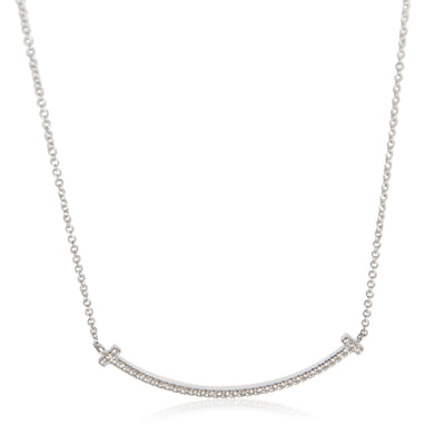 Tiffany & Co. White Gold Diamond Small Model Tiffany T Smile Necklace fv