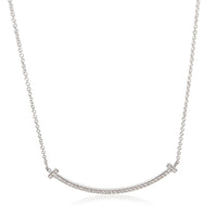 Tiffany & Co. White Gold Diamond Small Model Tiffany T Smile Necklace fv
