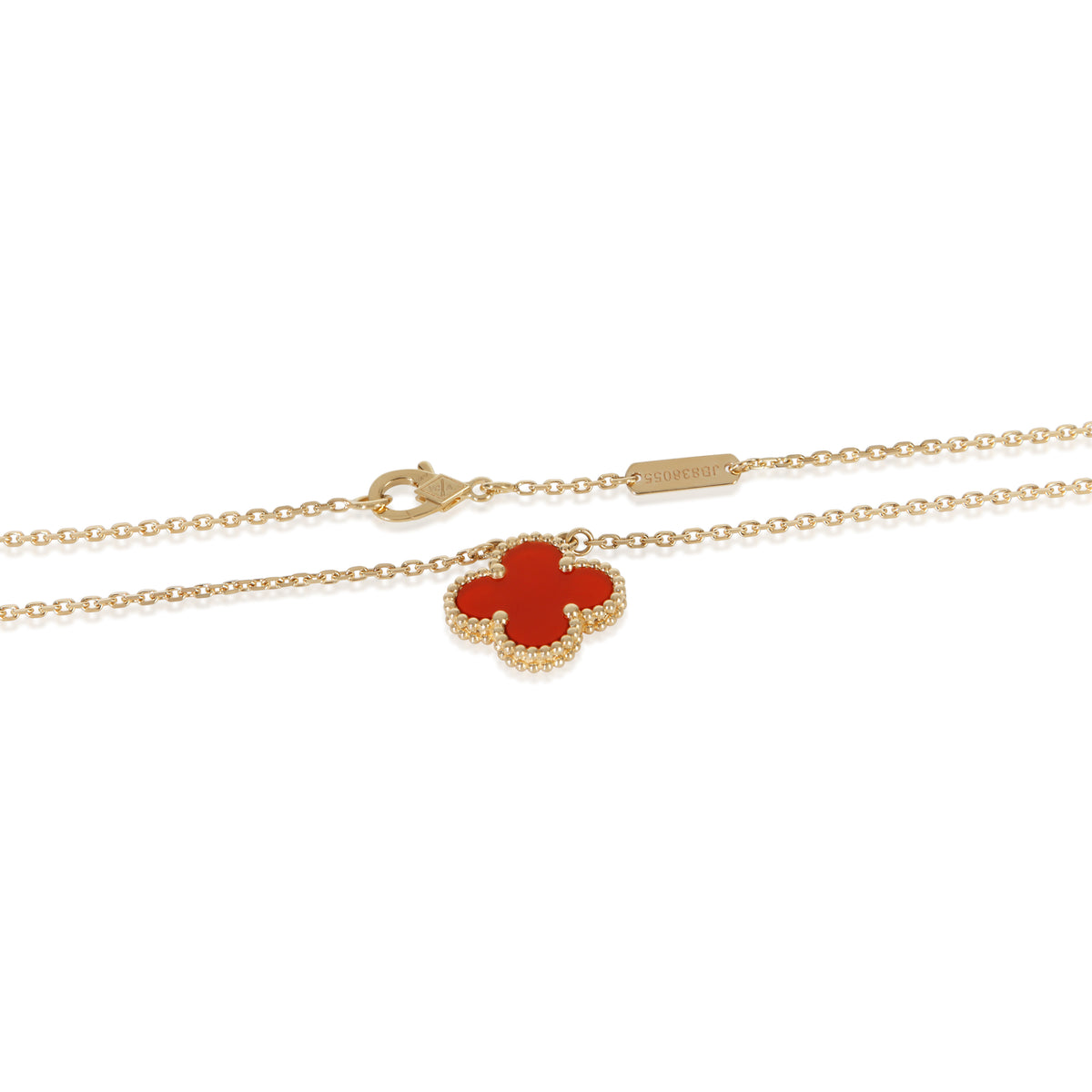 Van Cleef & Arpels Yellow Gold Carnelian Vintage Alhambra Pendant 2