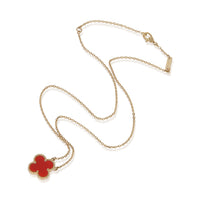 Van Cleef & Arpels Yellow Gold Carnelian Vintage Alhambra Pendant 3