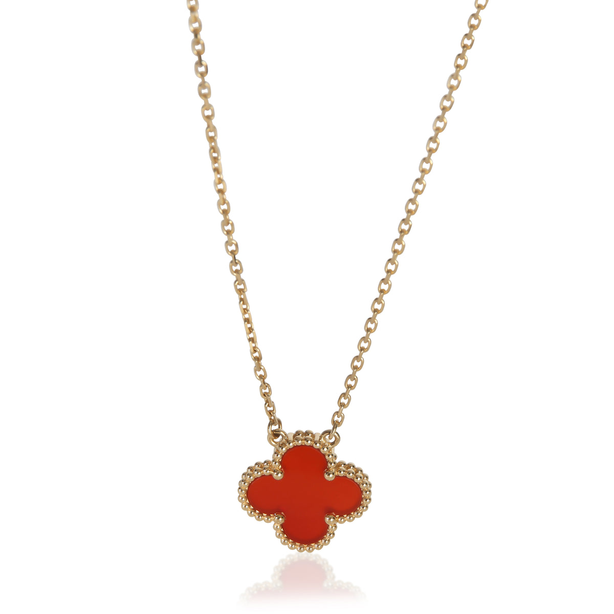 Van Cleef & Arpels Yellow Gold Carnelian Vintage Alhambra Pendant fv