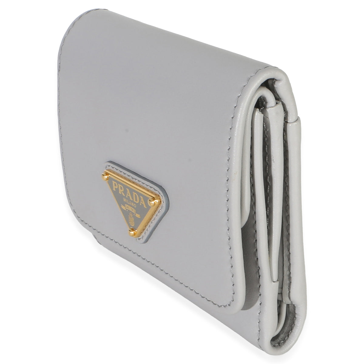 Prada Grey Leather Trifold Compact Wallet Wallet 2