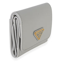 Prada Grey Leather Trifold Compact Wallet Wallet 3
