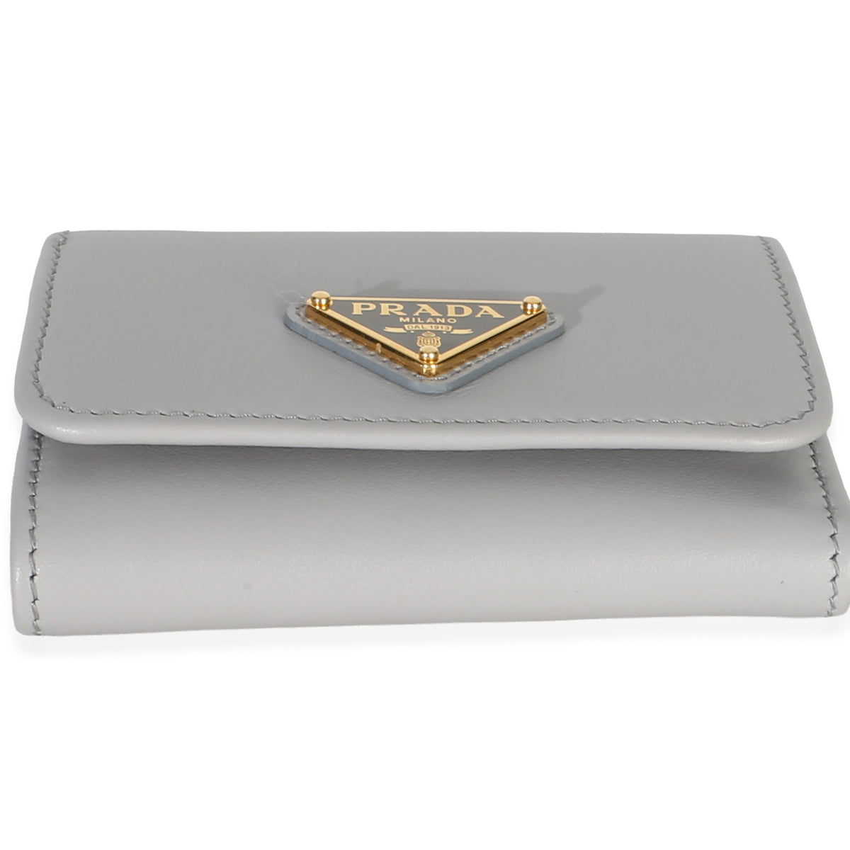 Prada Grey Leather Trifold Compact Wallet Wallet 5