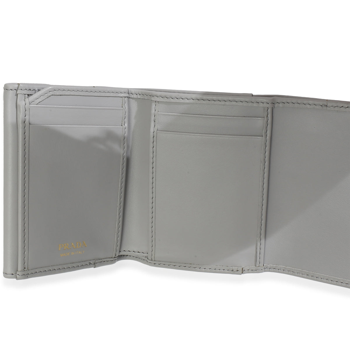 Prada Grey Leather Trifold Compact Wallet Wallet 8