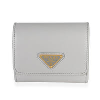 Prada Grey Leather Trifold Compact Wallet Wallet id