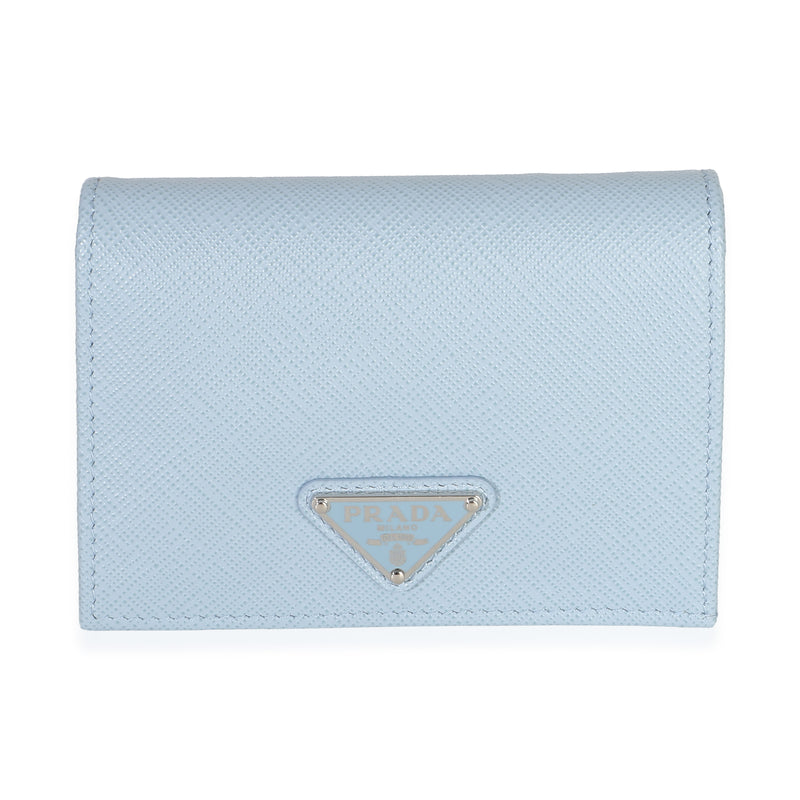 Prada Blue Saffiano Triangle Bifold Compact Wallet Wallet id