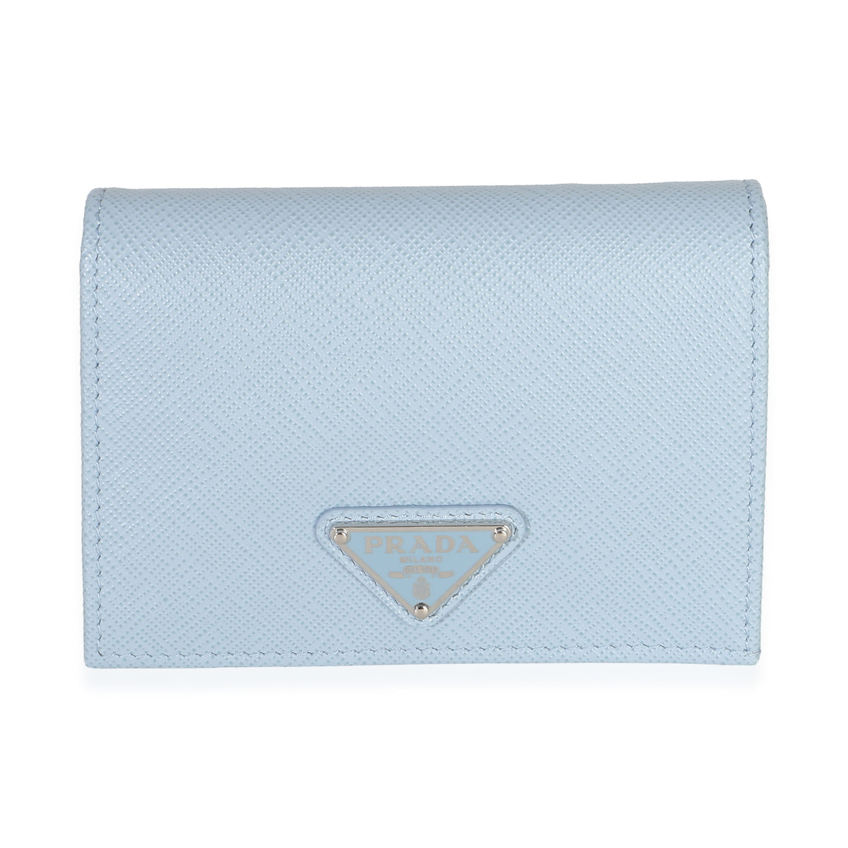 Prada Blue Saffiano Triangle Bifold Compact Wallet Wallet id